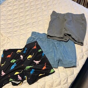 Kids Dinosaur Print and Solid Shorts Set